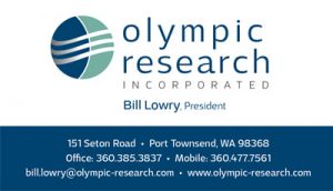 Olympic Research, Inc. business card by Laurel Black Design