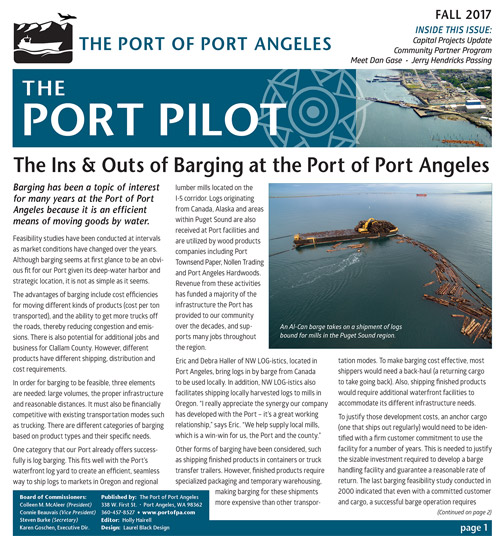 Port of Port Angeles Pilot Newsletter designed by Laurel Black Design